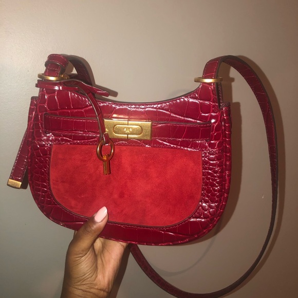 Tory Burch Red Croc-Embossed Crossbody Bag - Picture 3 of 4